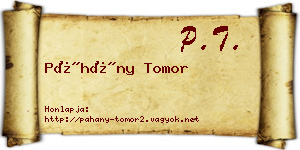 Páhány Tomor névjegykártya